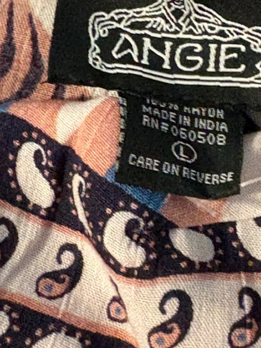 Angie Printed Square Neckline Lace Up Back Spaghetti Straps Dress Size L. NWOT - Picture 3 of 6